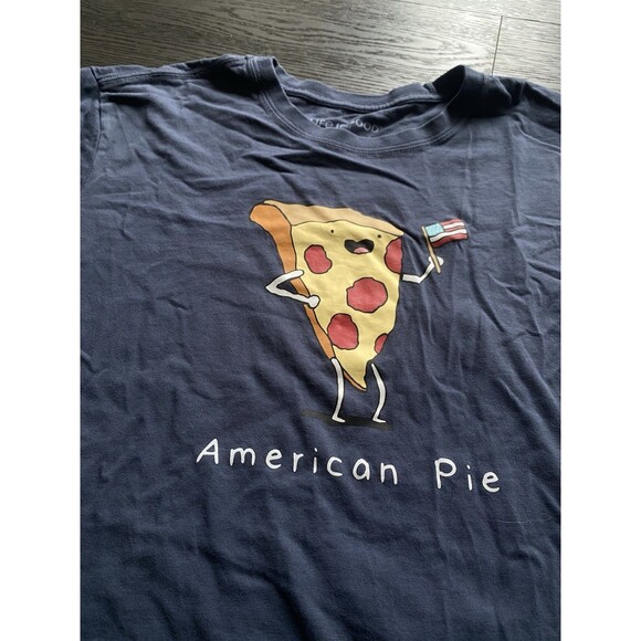 Life Is Good Crusher Tee Mens XL Blue American Pie Pizza U.S. Flag T-Shirt 4th - Picture 3 of 6